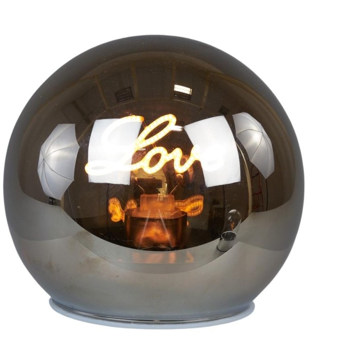 SFERA VETRO PICCOLA FUME CON LUCE E SCRITTA  LOVE  D.12